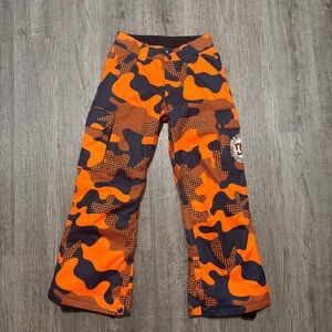 DC Shoes Snowboard Pants Youth M 12 10K Waterproof Orange Camo Ski Snow NWOT